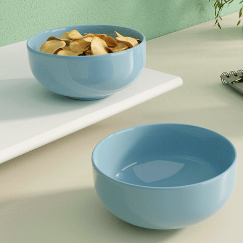 Solid Sky Blue Ceramic Bowl Set Of 2 - The Earth Store - Bowl